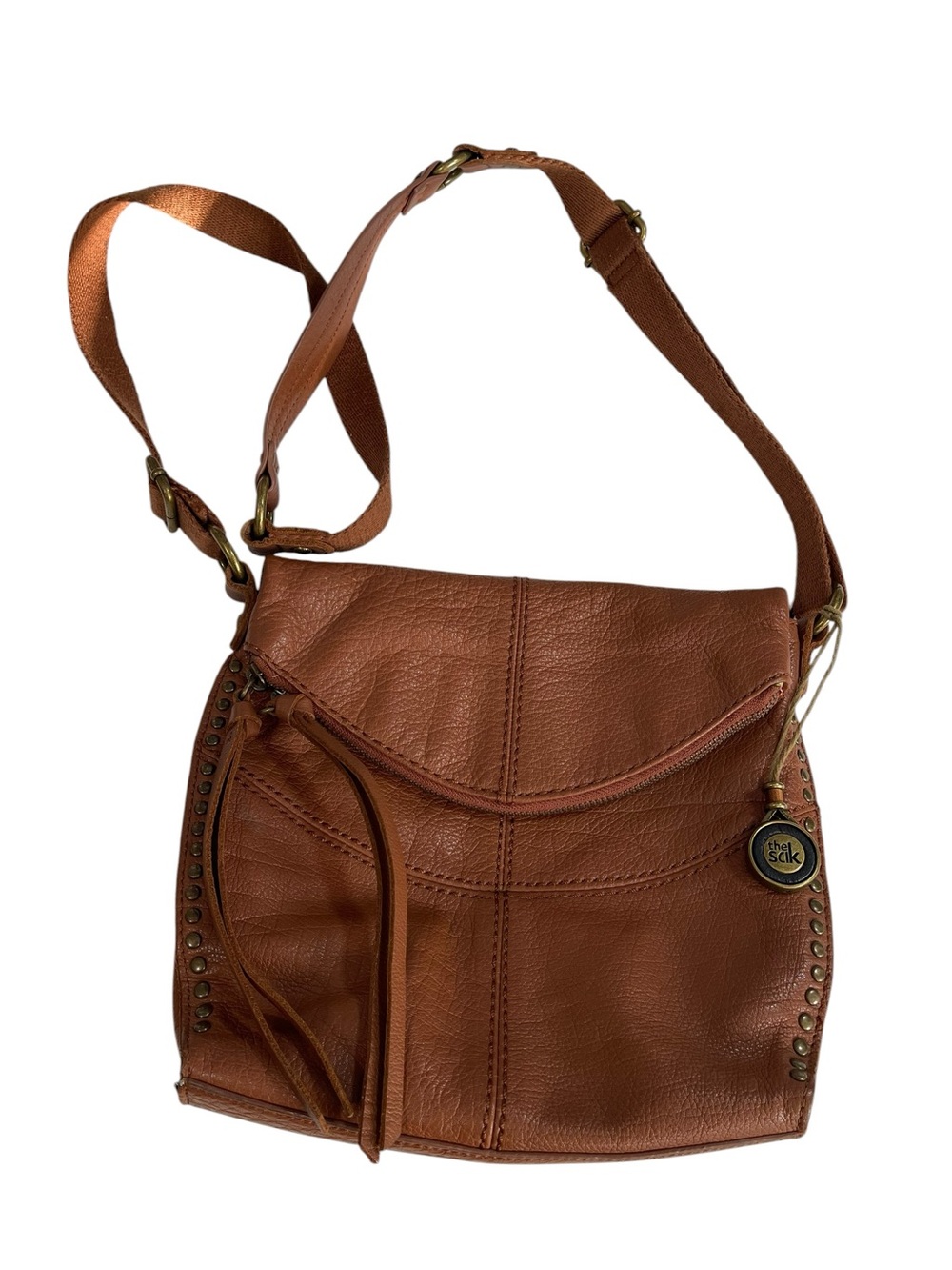 The Sak Brown Leather Crossbody with Stud Detail
